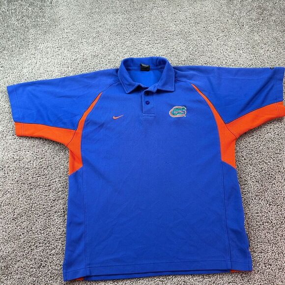 VINTAGE Florida Gators Shirt Mens M Blue Orange Polo Short Sleeve Nike Team FLAW - Picture 2 of 13